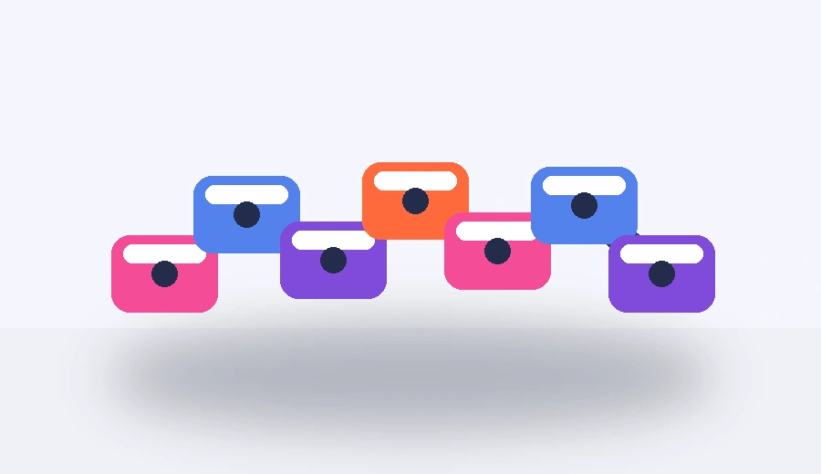 Colourful articulated fidget product created for the Fidget Forge shop