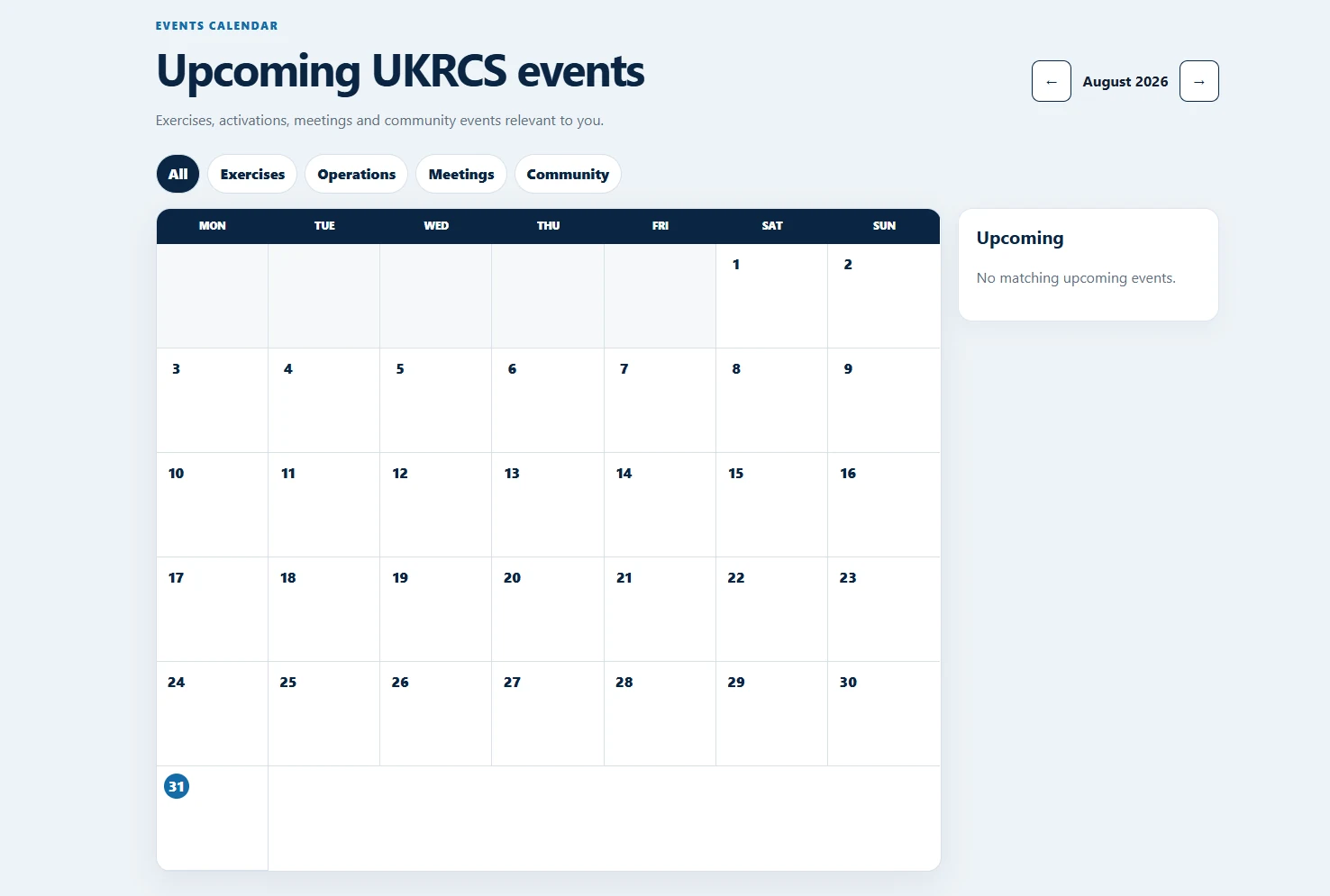 UKRCS member events calendar