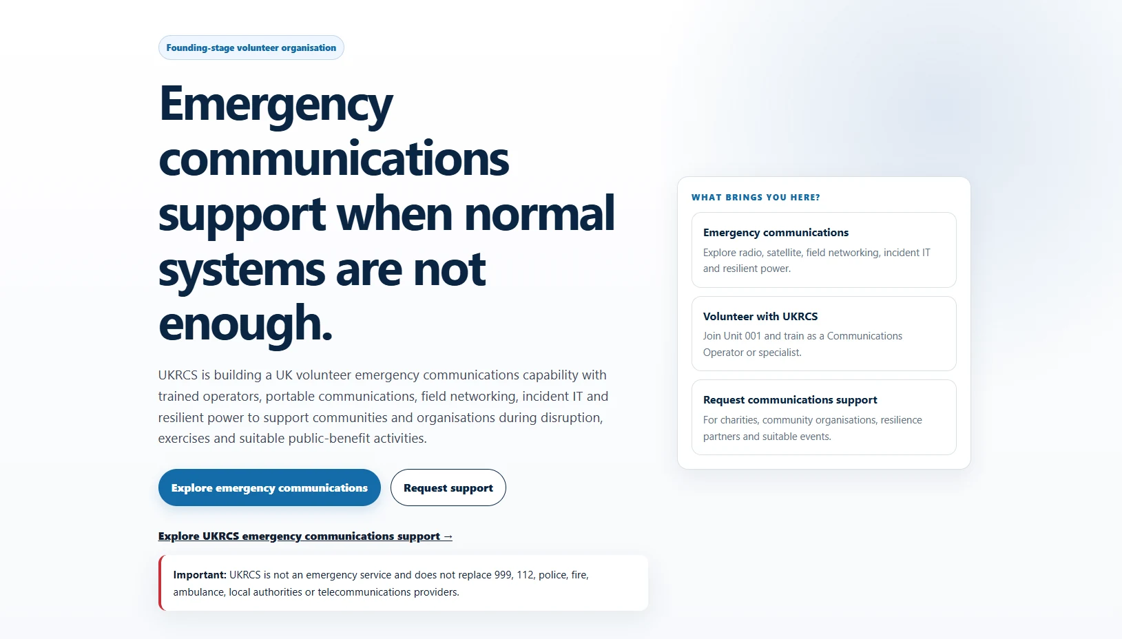UKRCS public homepage designed by The Web Cartel